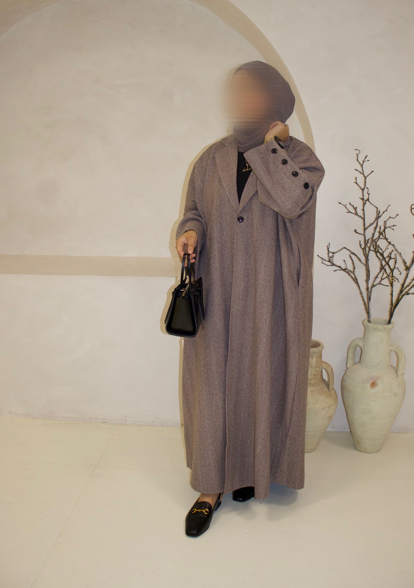 Aaliyah Wool-Blend Blazer abaya Coat