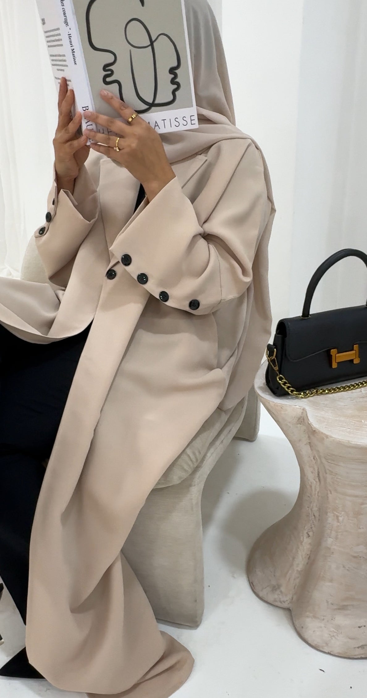 Aaliyah Blazer Abaya | Light Beige