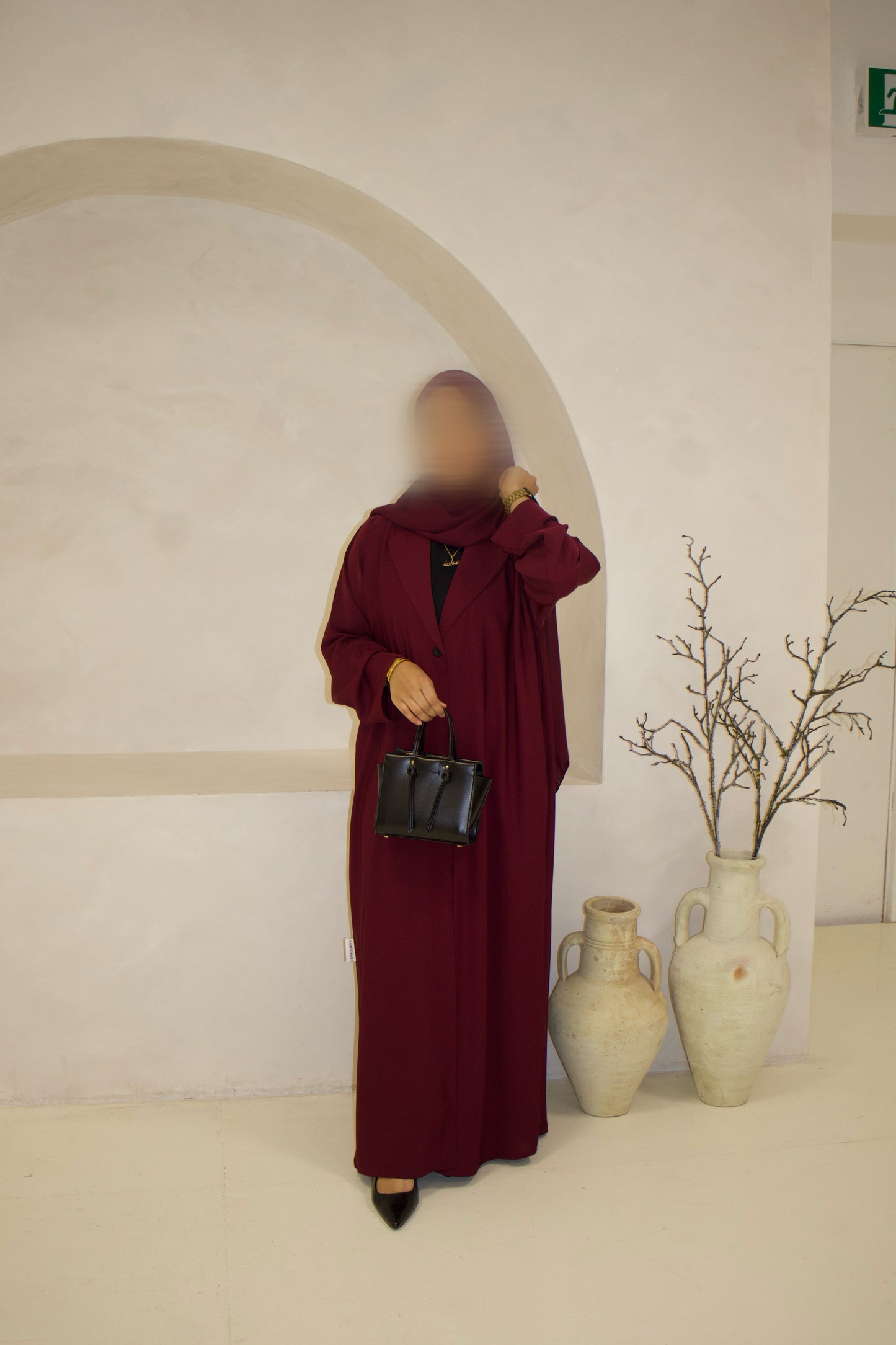 Burgundy Nida Blazer Abaya