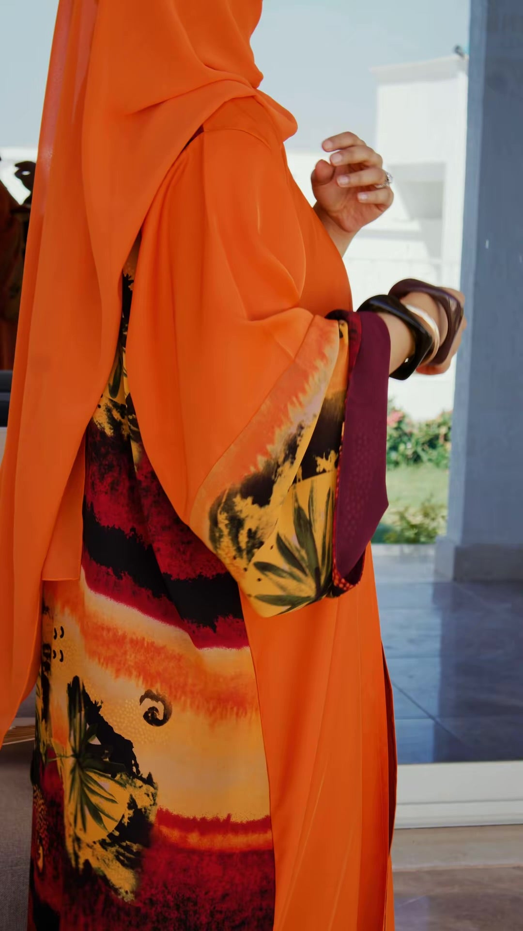 Ghuroub | Burnt Orange Open Abaya
