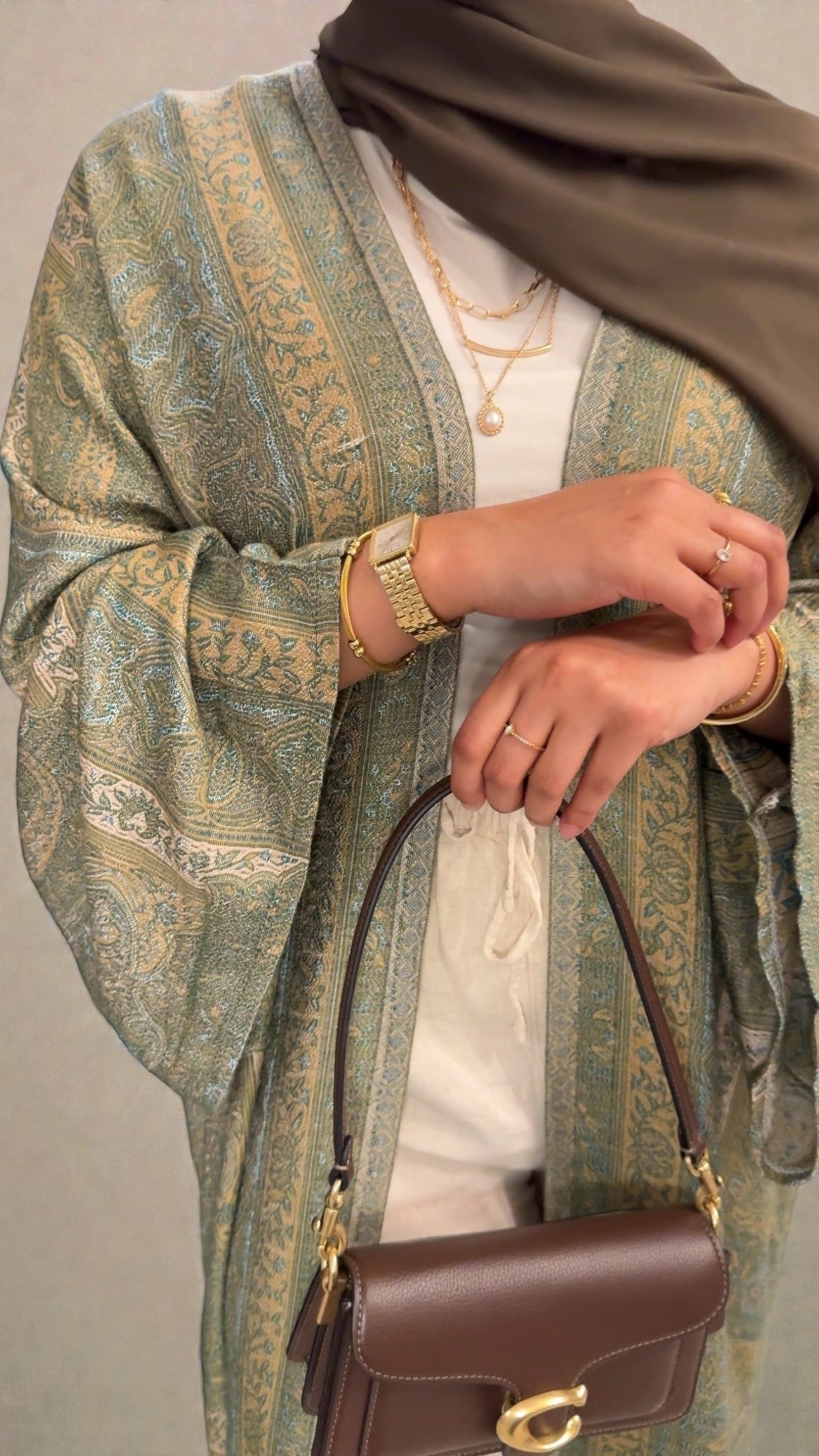 Pashmina Abaya | Olive Glow