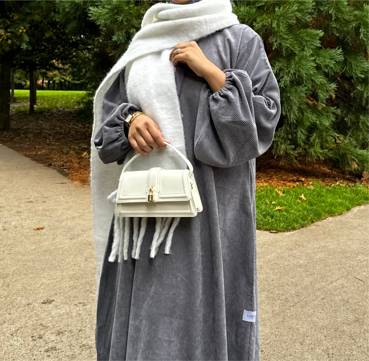 Corduroy Abaya | GREY