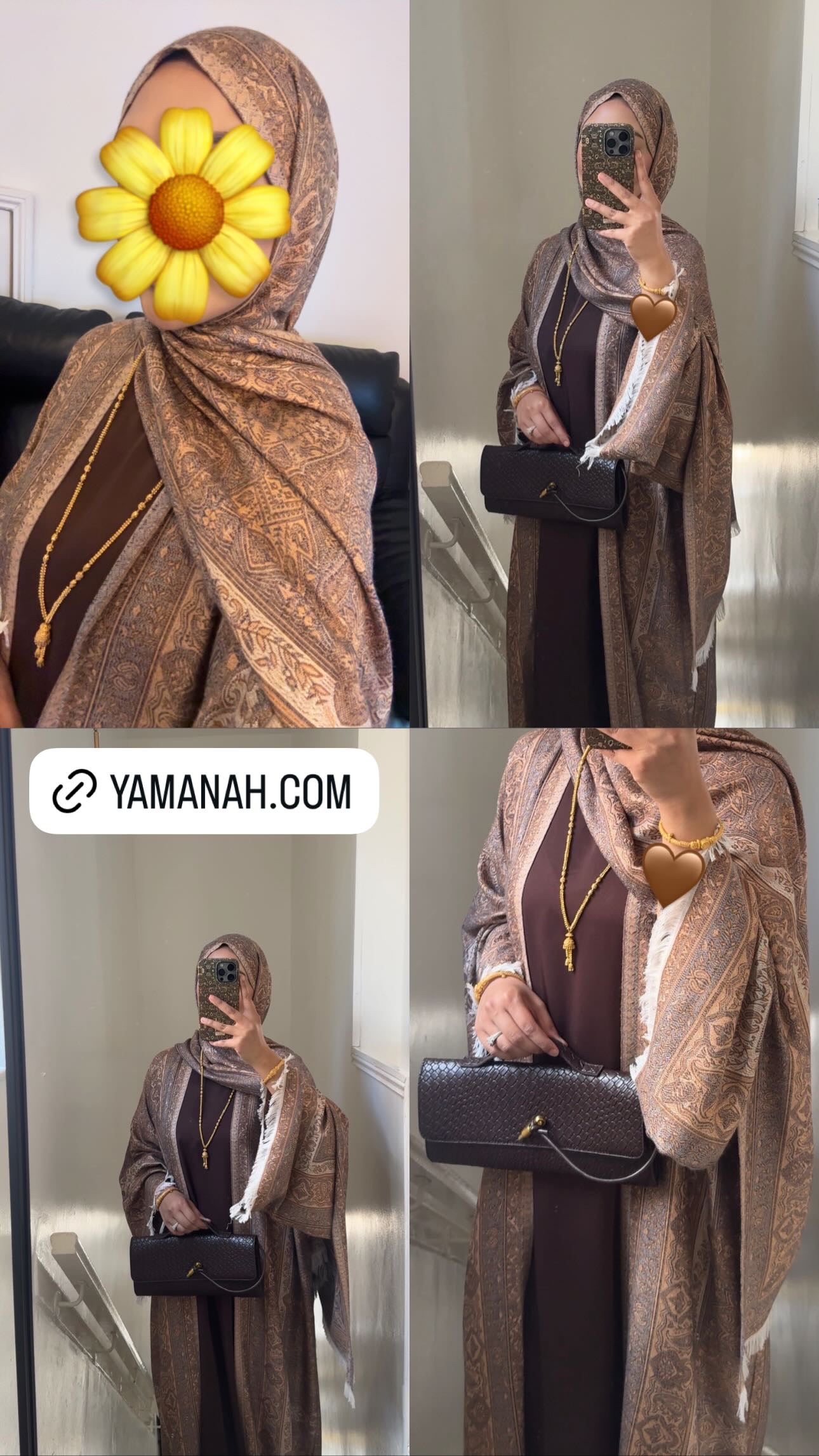 Golden Amber Pashmina Abaya, Inner dress & Matching Chiffon Hijab (NO PASHMINA SHAWL)