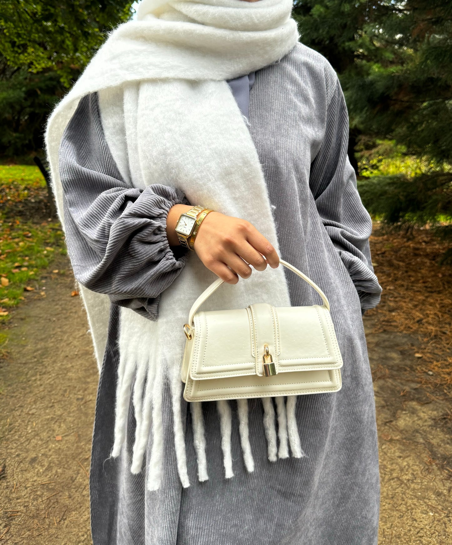 Corduroy Abaya | GREY