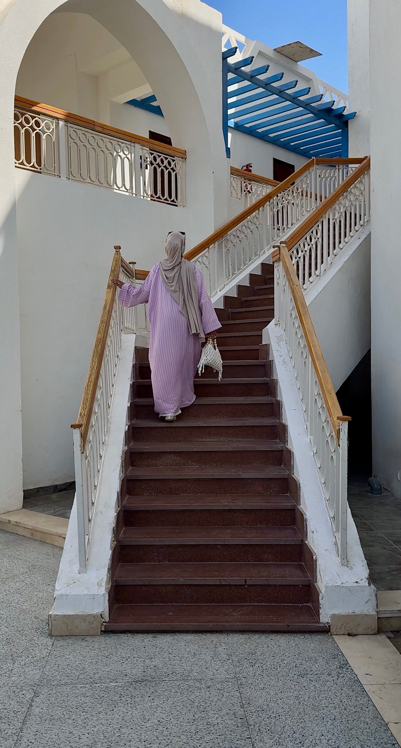 Cotton-Linen Stripe Abaya | Lilac Blush