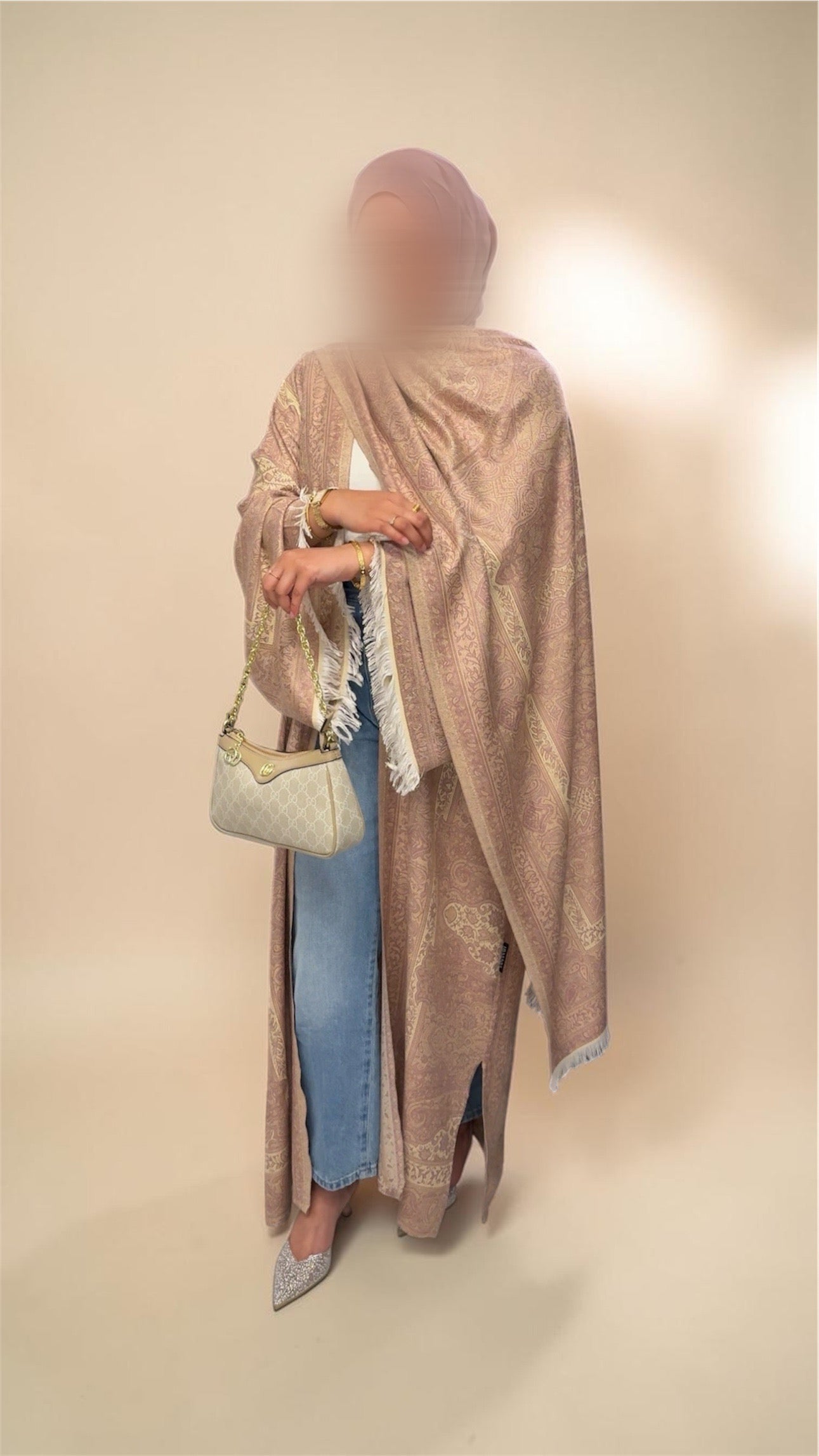 Pashmina Abaya | Golden Blush (3-Piece Set)