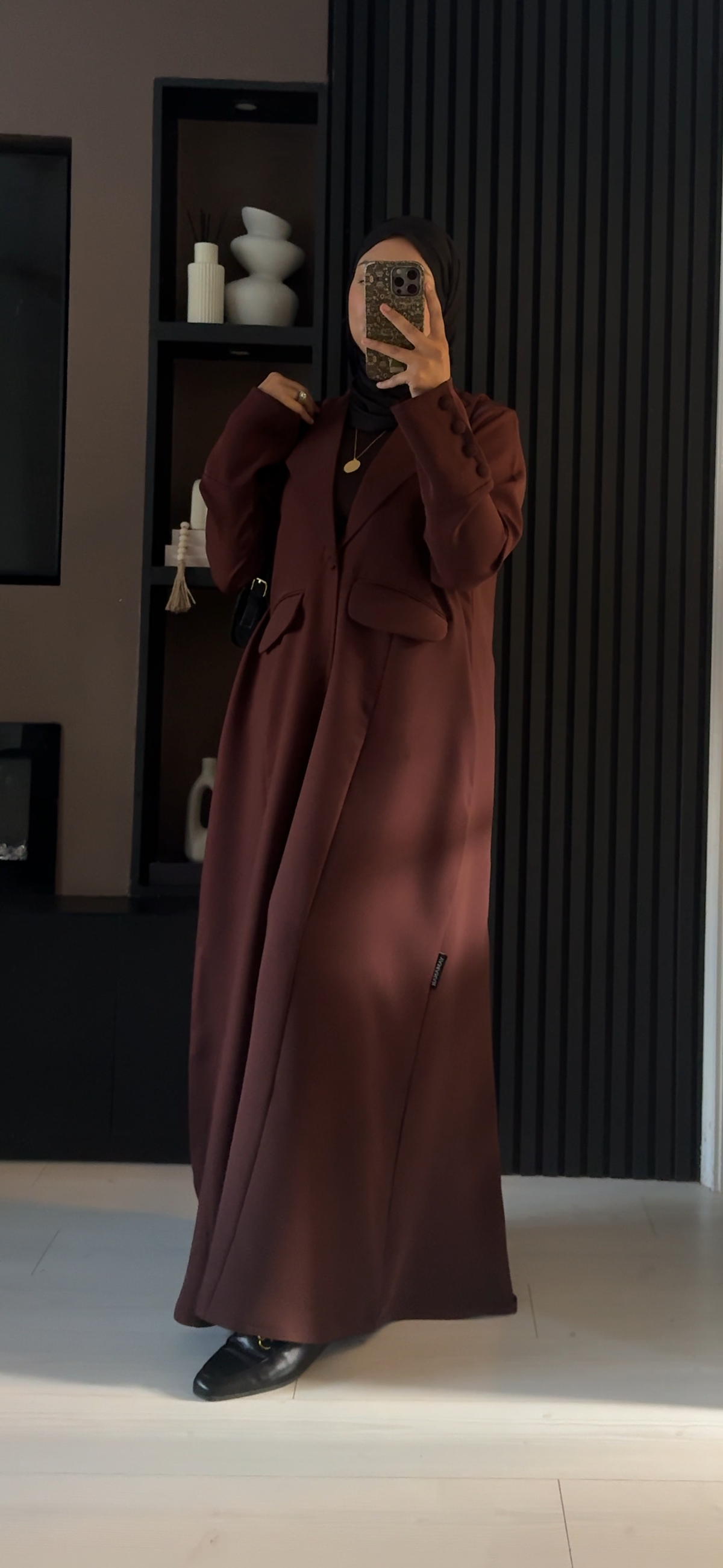 Aaliyah Tailored Blazer Abaya | Brown