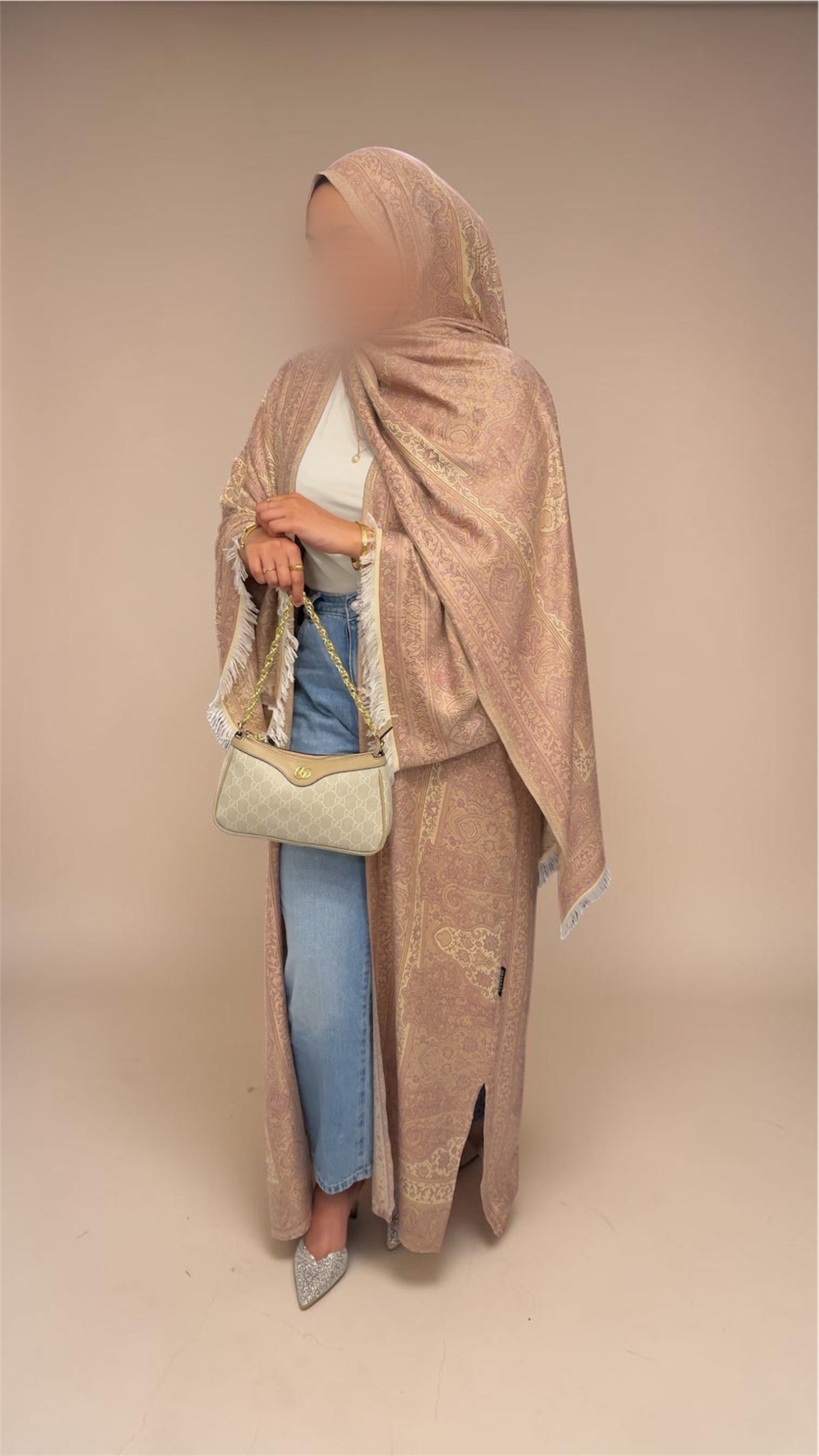 Pashmina Abaya | Golden Blush (3-Piece Set)