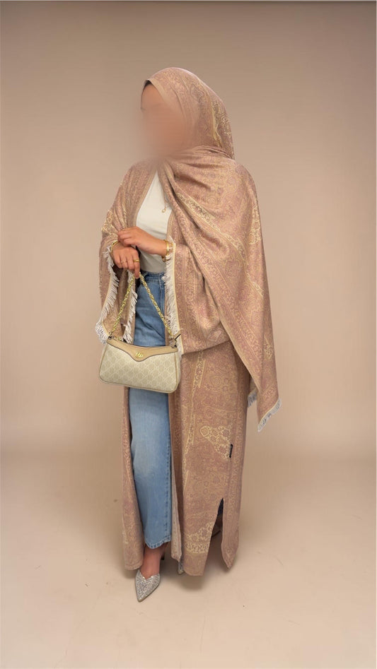Pashmina Abaya | Golden Blush (3-Piece Set)