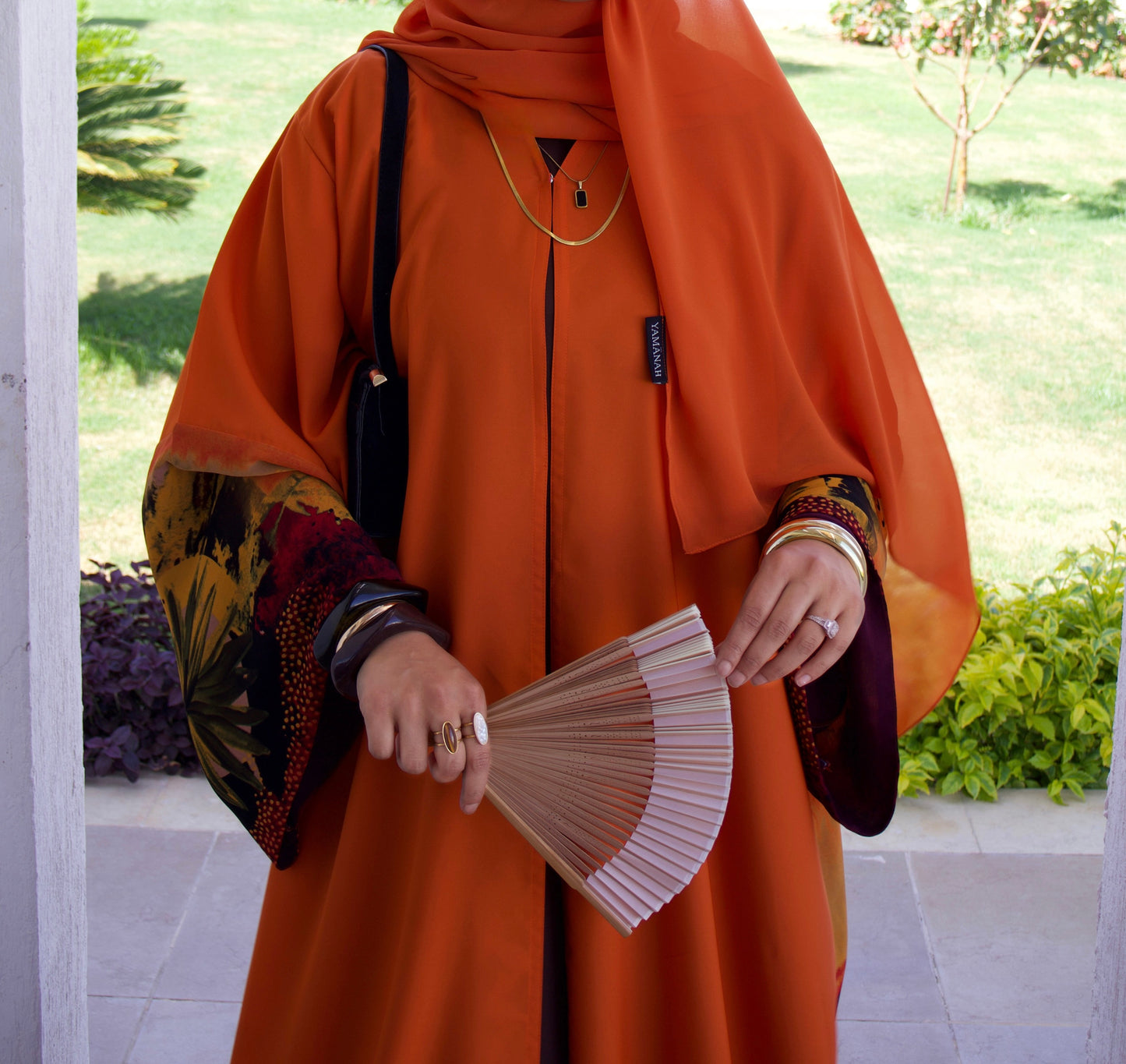 Ghuroub | Burnt Orange Open Abaya