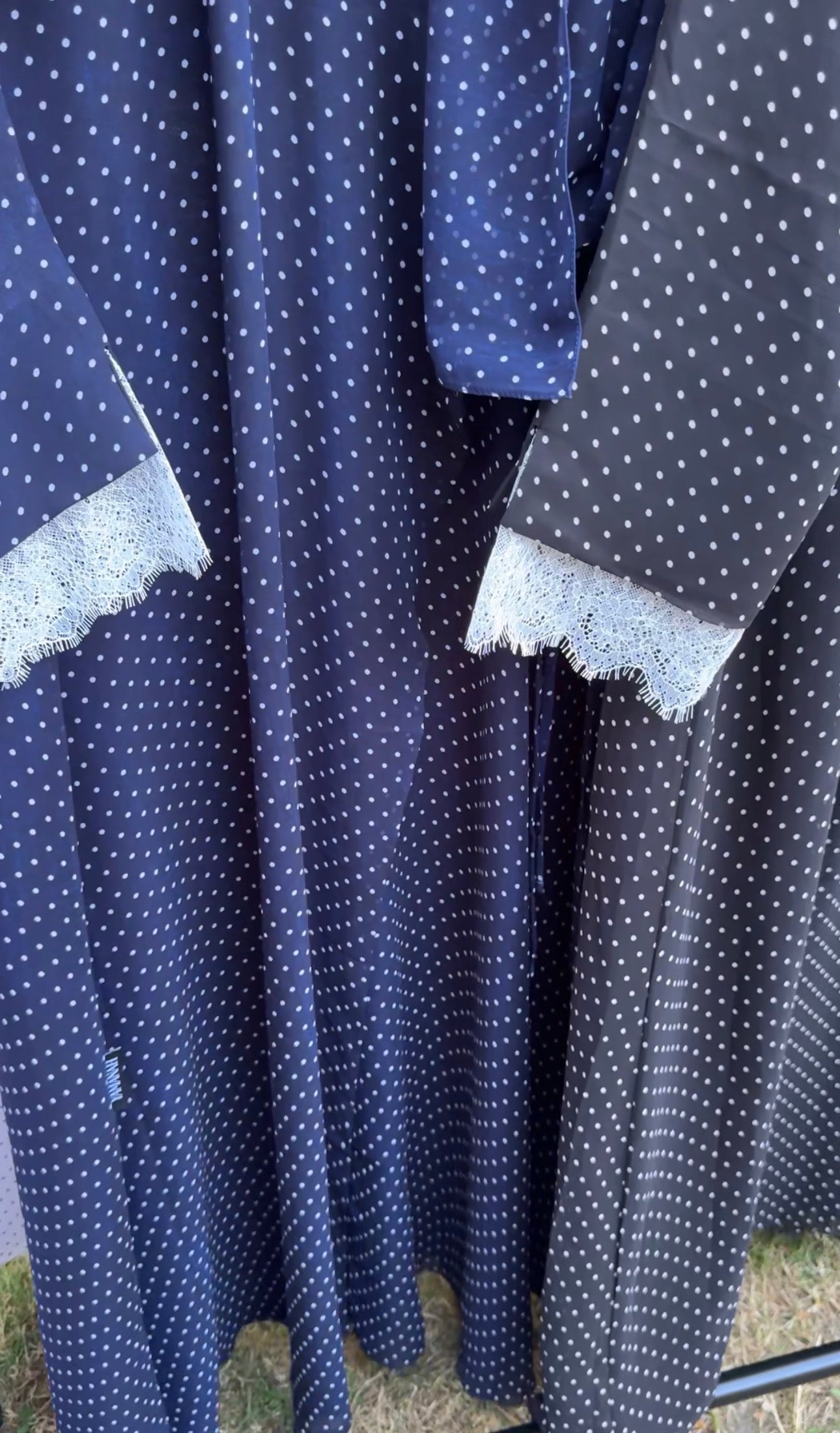 Polka Dot Chiffon Lace Wrap Abaya