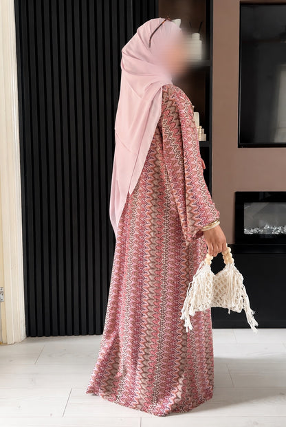 Breathable Knitted Summer Beach Abaya | Dusty Rose