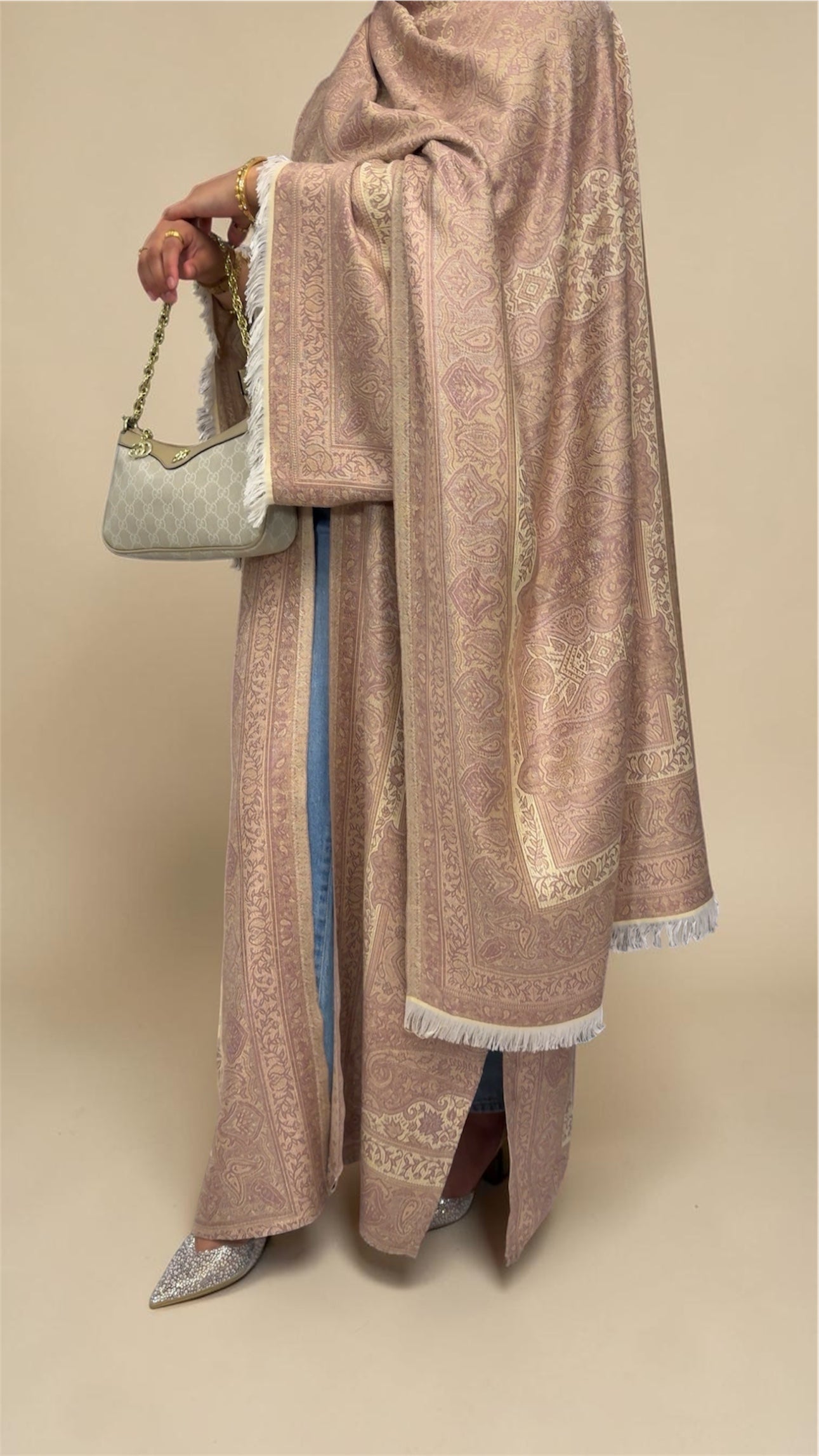 Pashmina Abaya | Golden Blush (3-Piece Set)