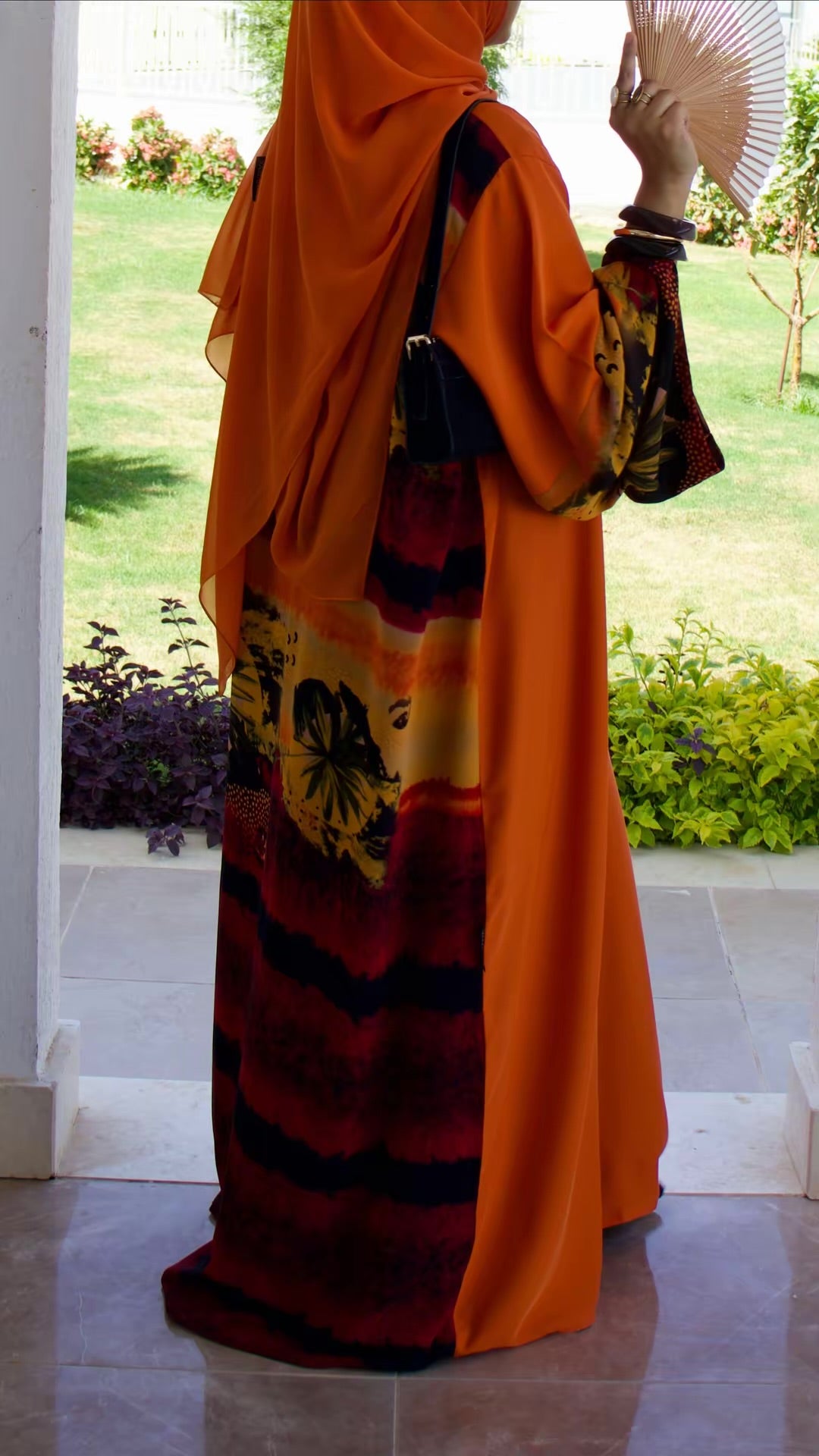 Ghuroub | Burnt Orange Open Abaya