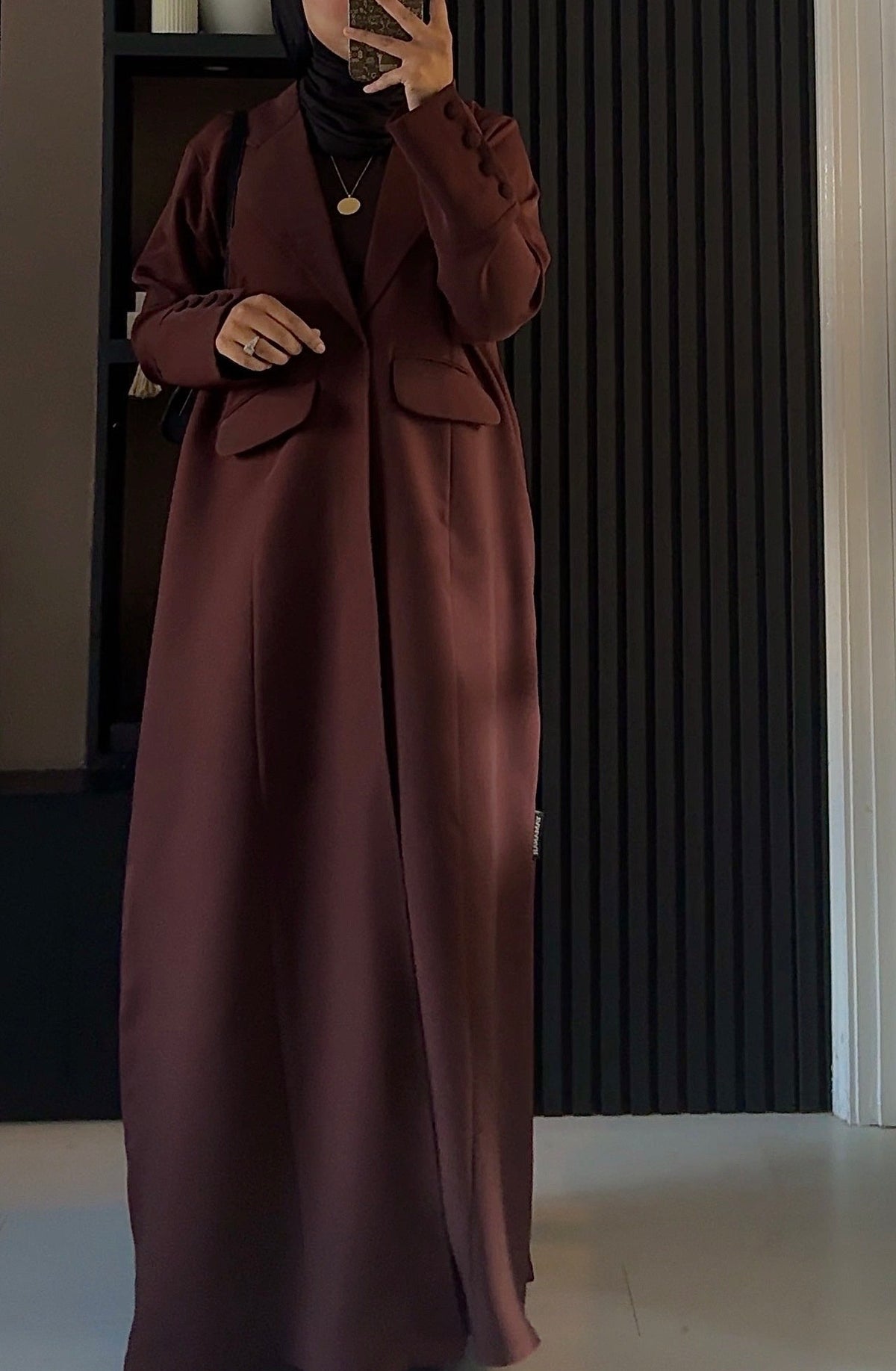 Aaliyah Tailored Blazer Abaya | Brown