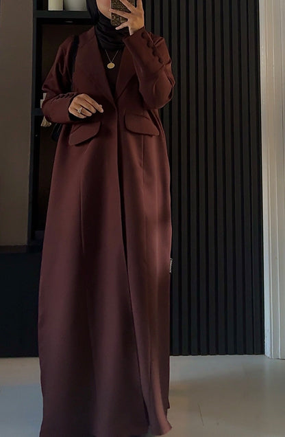 Aaliyah Tailored Blazer Abaya | Brown