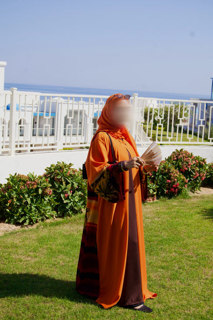 Ghuroub | Burnt Orange Open Abaya