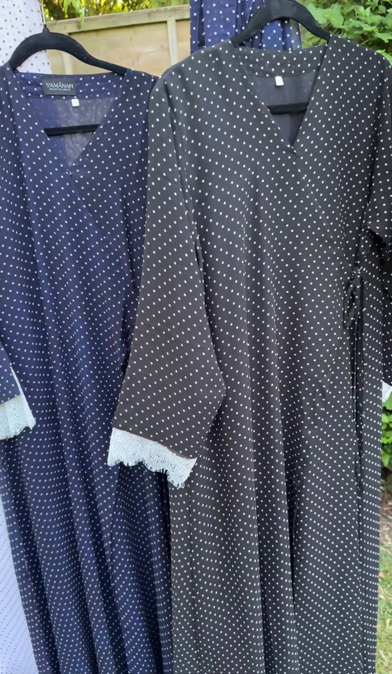 Polka Dot Chiffon Lace Wrap Abaya