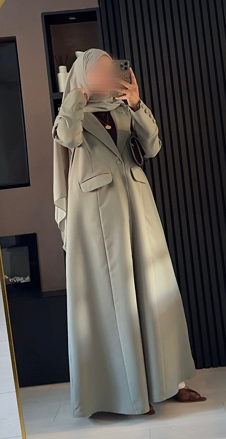 Aaliyah Tailored Blazer Abaya | Sage Mist
