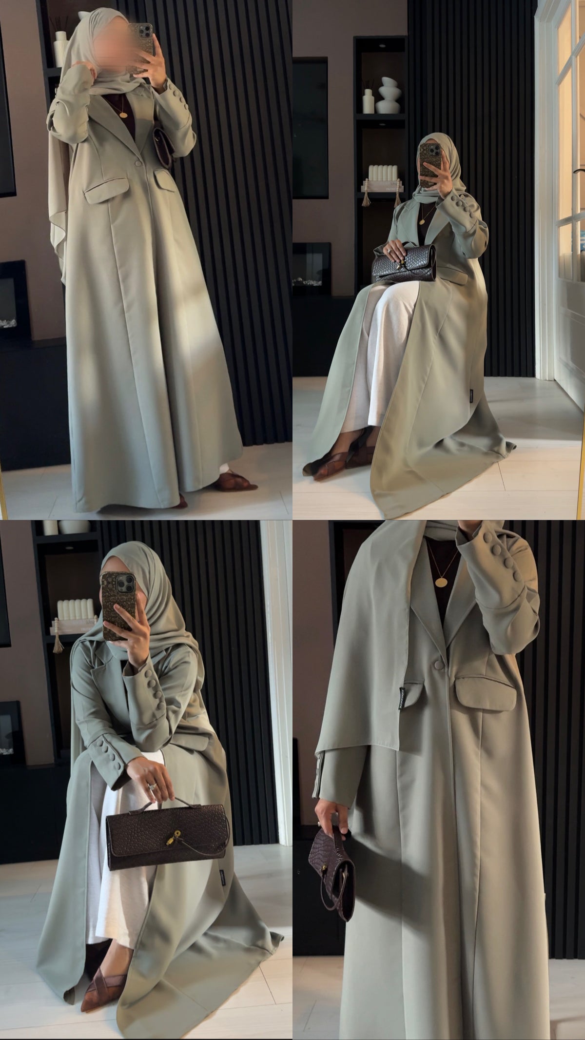 Aaliyah Tailored Blazer Abaya | Sage Mist