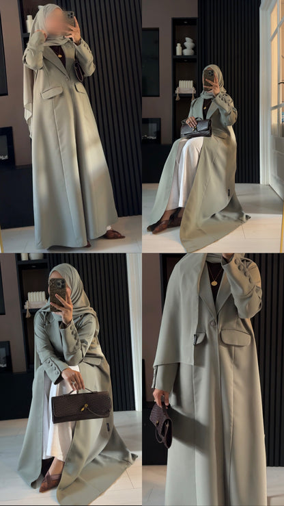 Aaliyah Tailored Blazer Abaya | Sage Mist