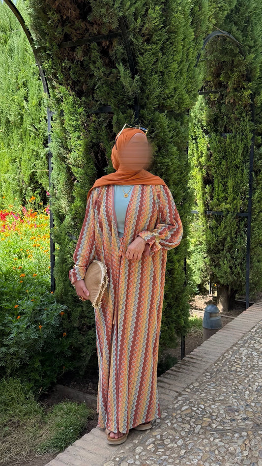 Breathable Stripe Knitted Summer Beach Abaya