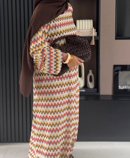 Breathable Zigzag Knit Summer Beach Abaya (closed with inside ties)