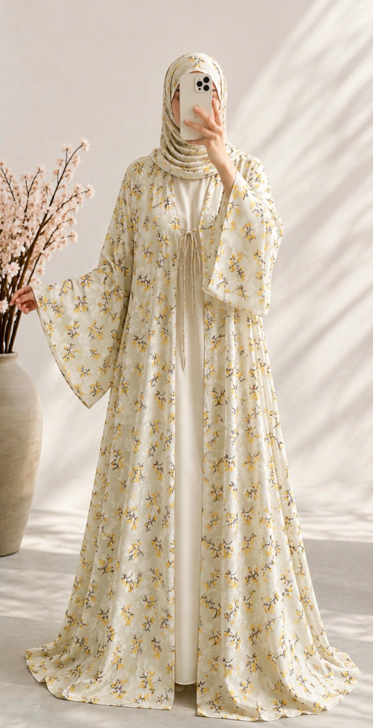 Soleil | Buttercup Bloom | Floral Print Chiffon Abaya