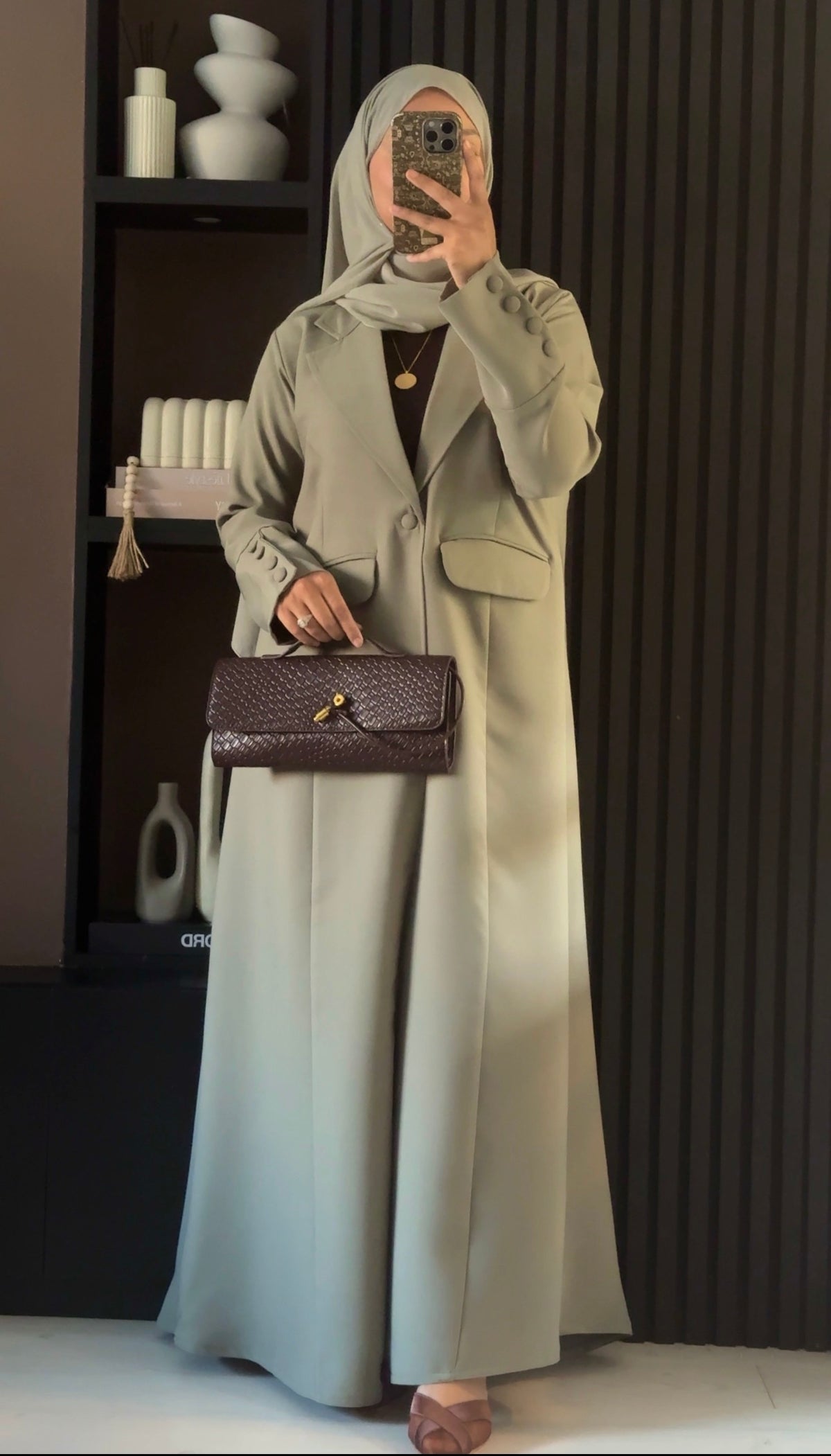Aaliyah Tailored Blazer Abaya | Sage Mist