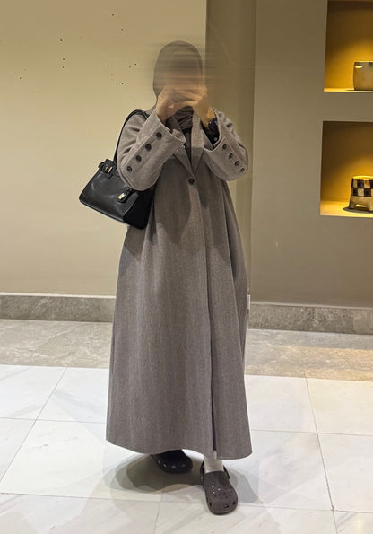Aaliyah Wool-Blend Blazer abaya Coat