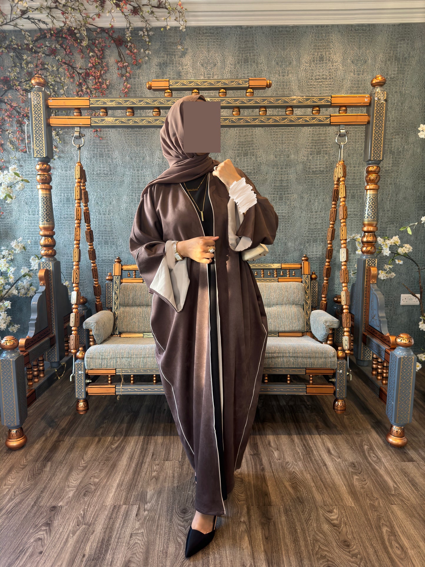 Deep Mocha Suede Abaya