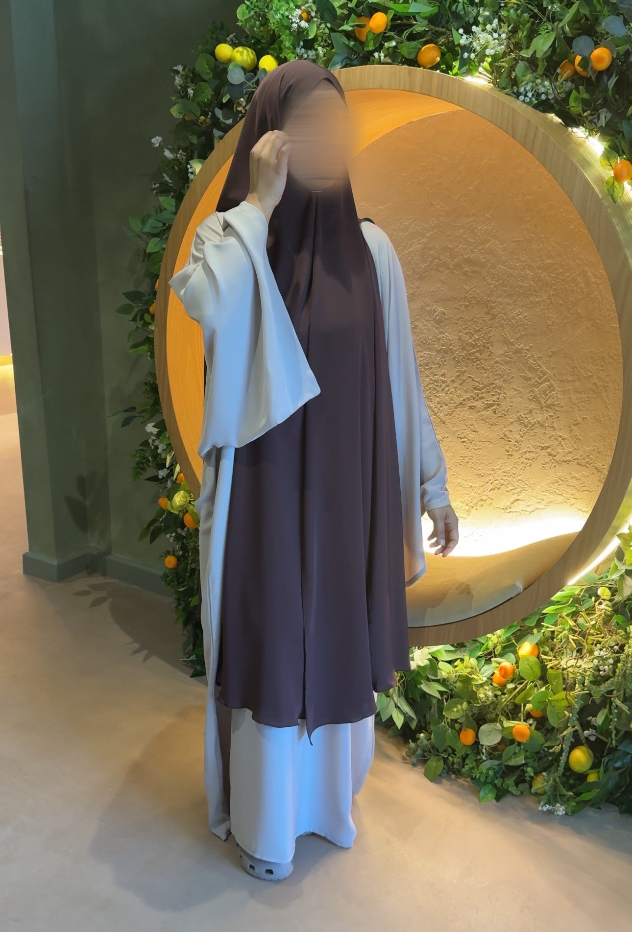 Premium Open Side Khimar with Matching Half Niqab