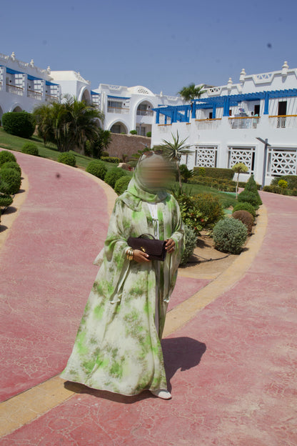 Soleil | Willow Mist | Chiffon Print Abaya