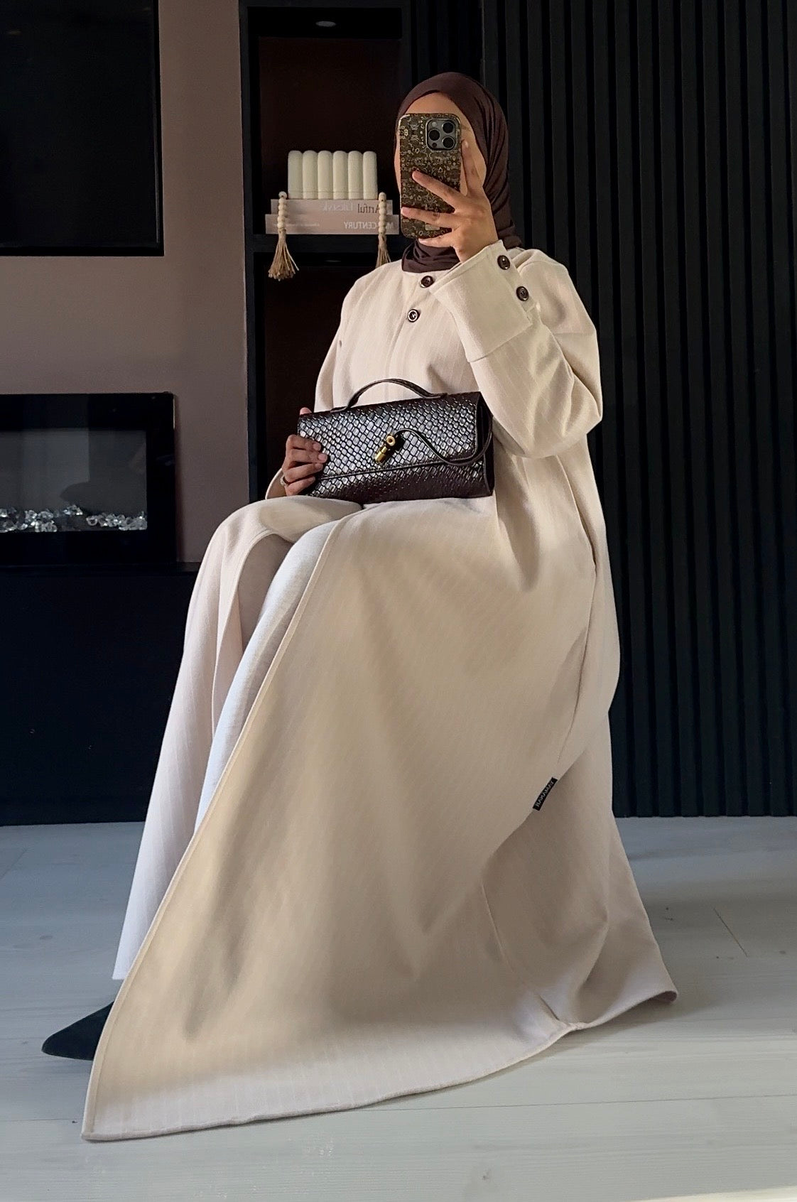 Elara Pinestripe Abaya Coat