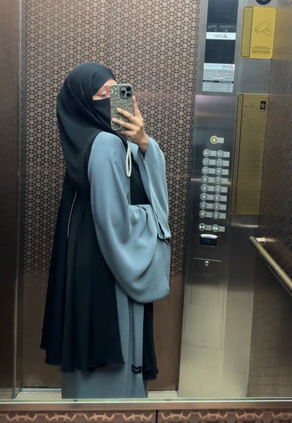 Premium Open Side Khimar with Matching Half Niqab