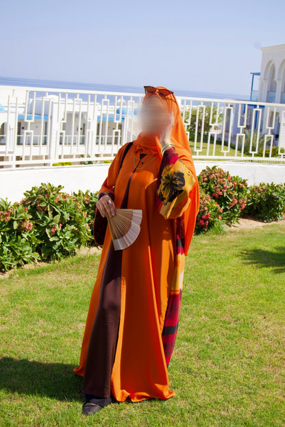 Ghuroub | Burnt Orange Open Abaya