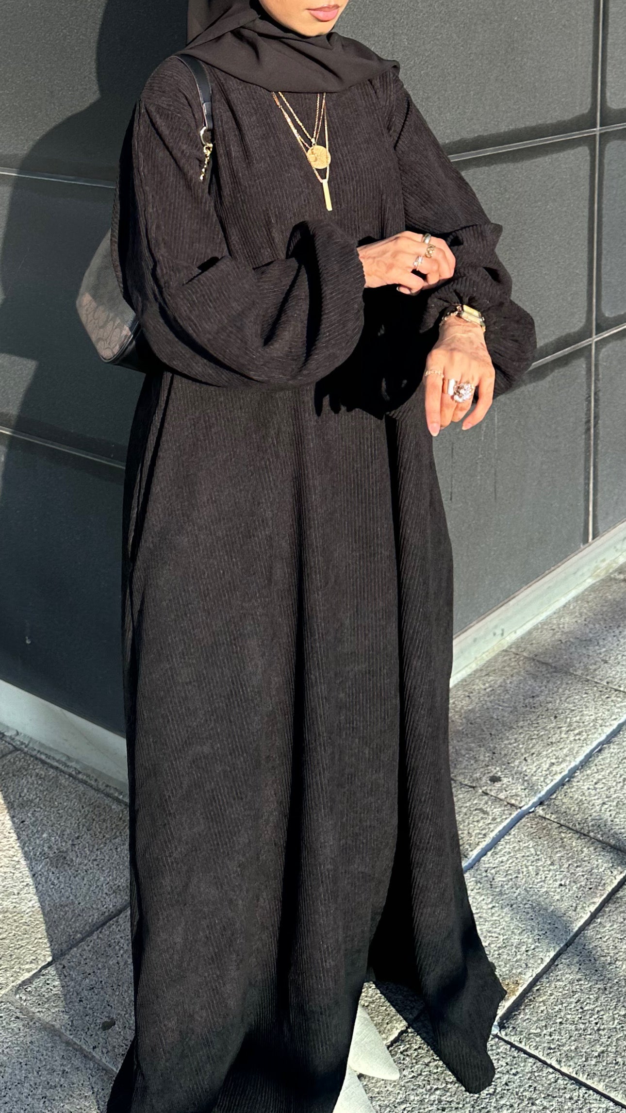 Corduroy Abaya | BLACK