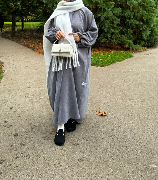 Corduroy Abaya GREY