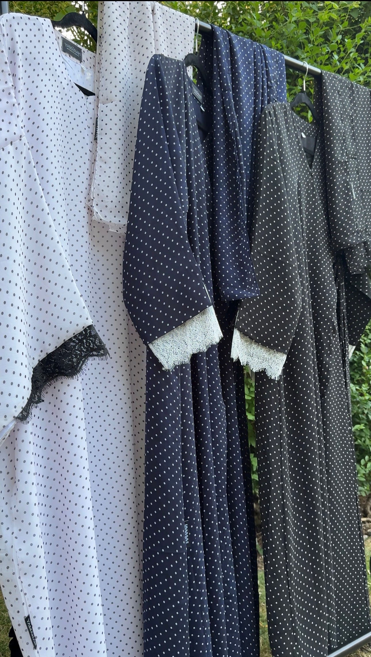 HAWAA | Polka Dot Chiffon Abaya | White