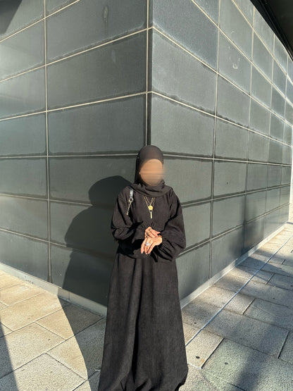 Corduroy Abaya | BLACK