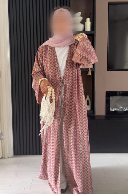 Breathable Knitted Summer Beach Abaya | Dusty Rose