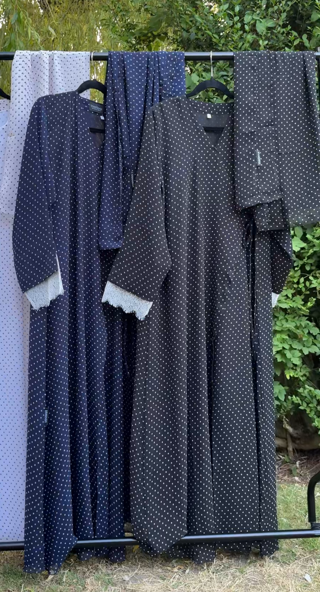 Polka Dot Chiffon Lace Wrap Abaya