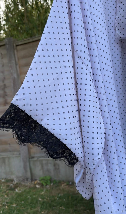 HAWAA | Polka Dot Chiffon Abaya | White