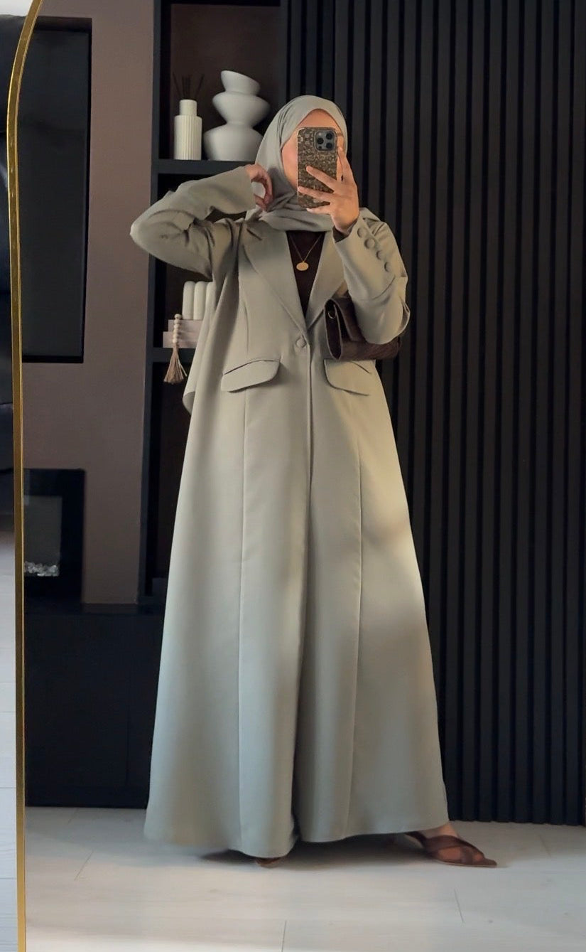 Aaliyah Tailored Blazer Abaya | Sage Mist