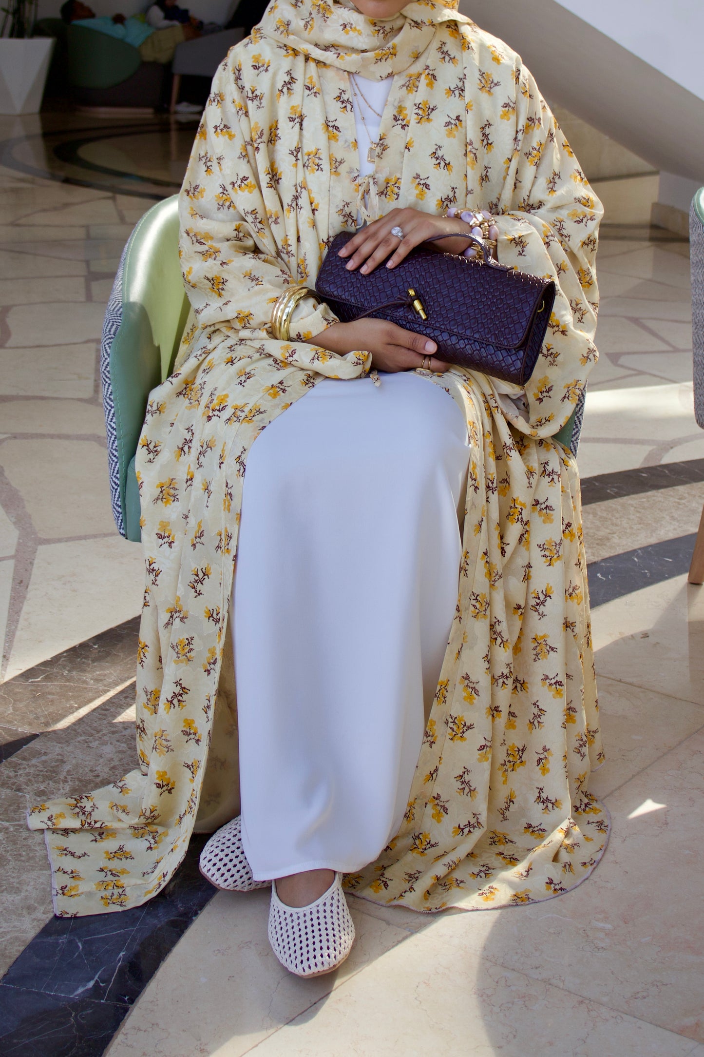 Soleil | Buttercup Bloom | Floral Print Chiffon Abaya
