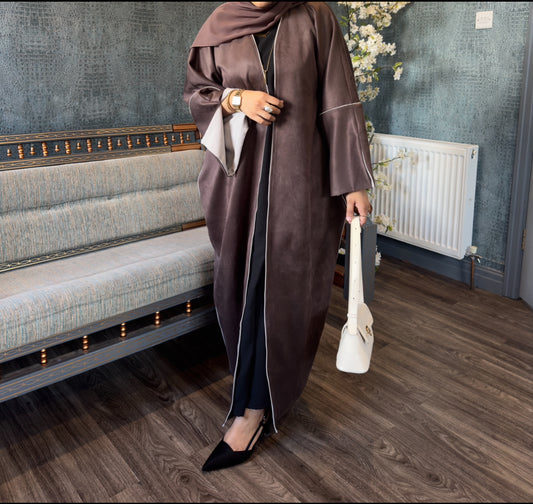 Deep Mocha Suede Abaya