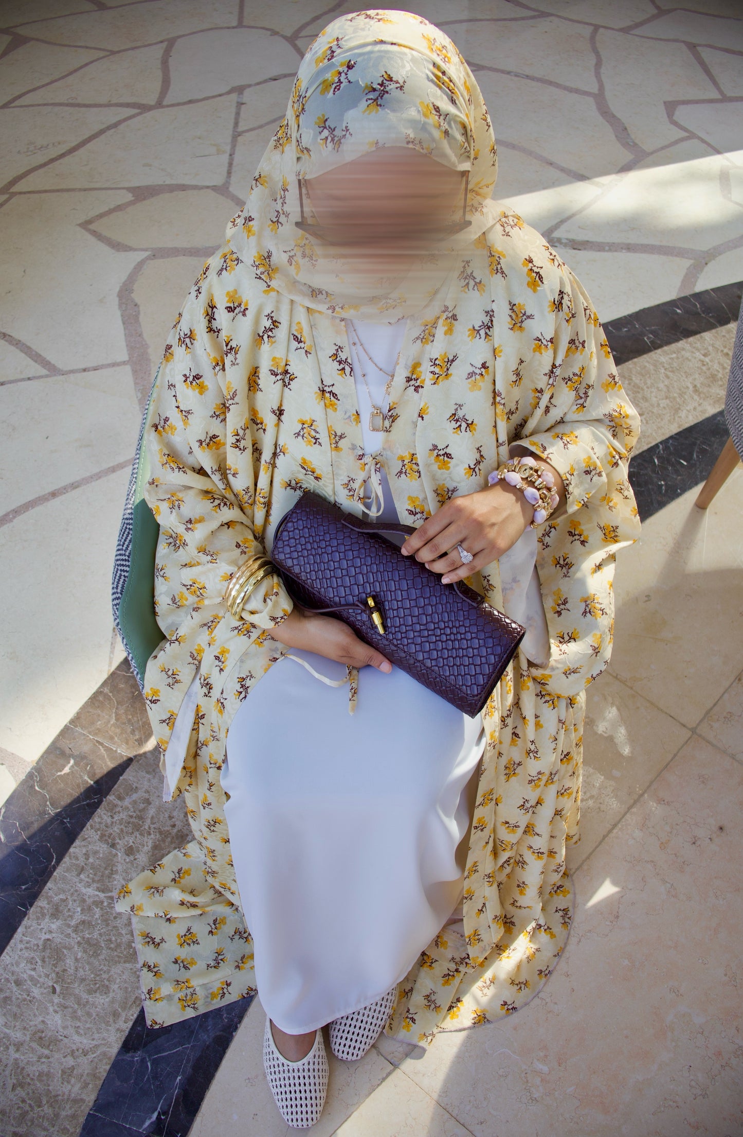 Soleil | Buttercup Bloom | Floral Print Chiffon Abaya