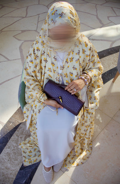 Soleil | Buttercup Bloom | Floral Print Chiffon Abaya