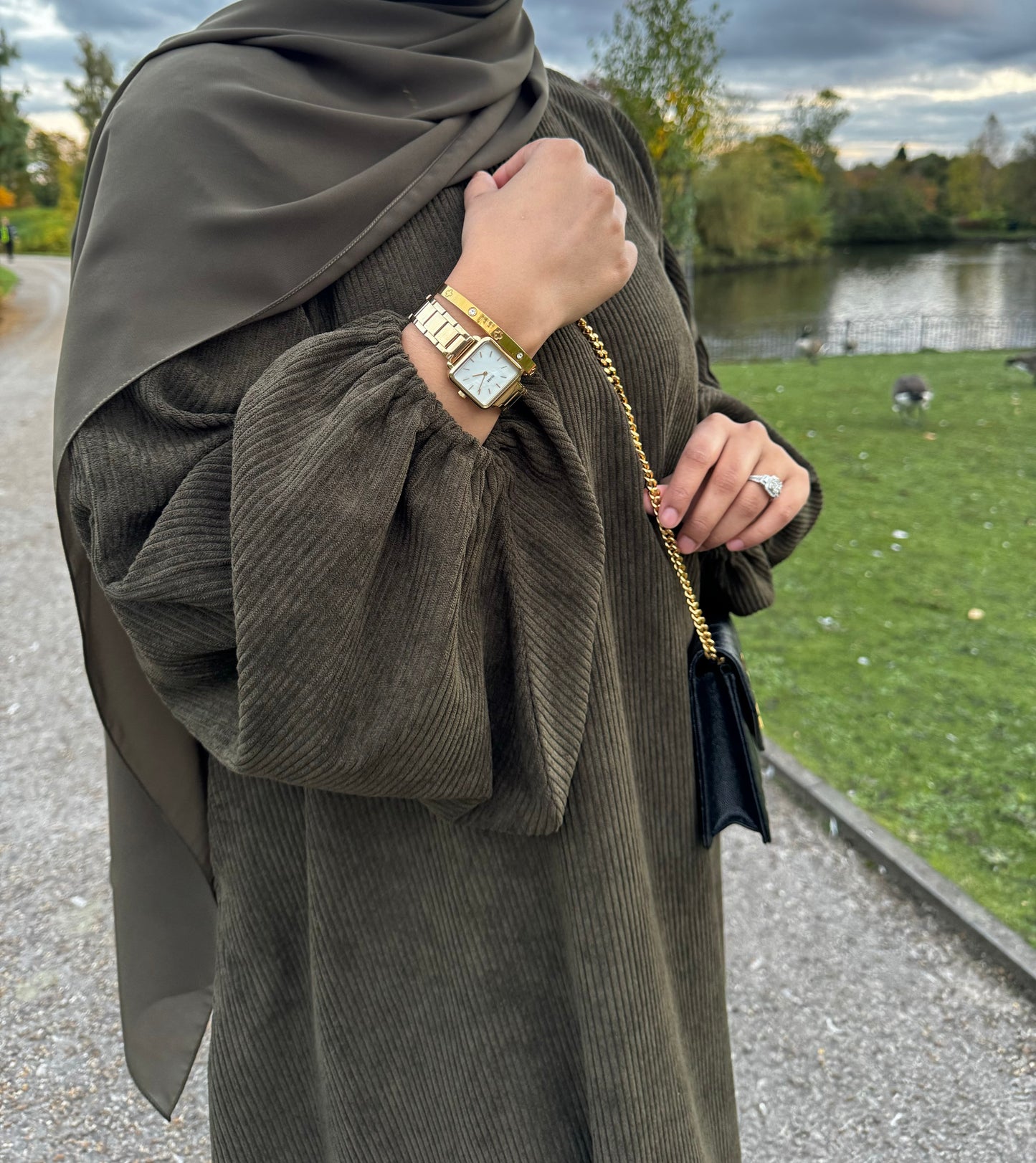 Corduroy Abaya OLIVE GREEN