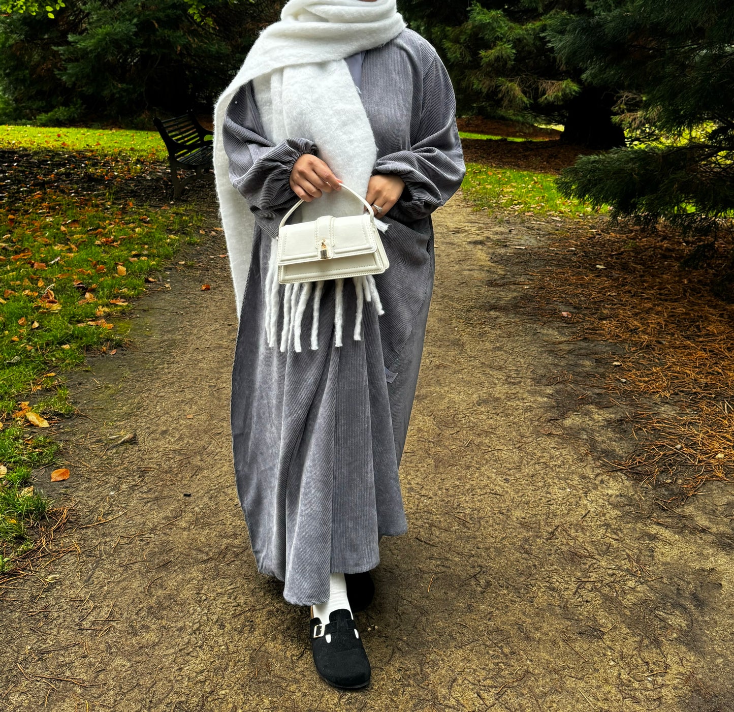 Corduroy Abaya GREY